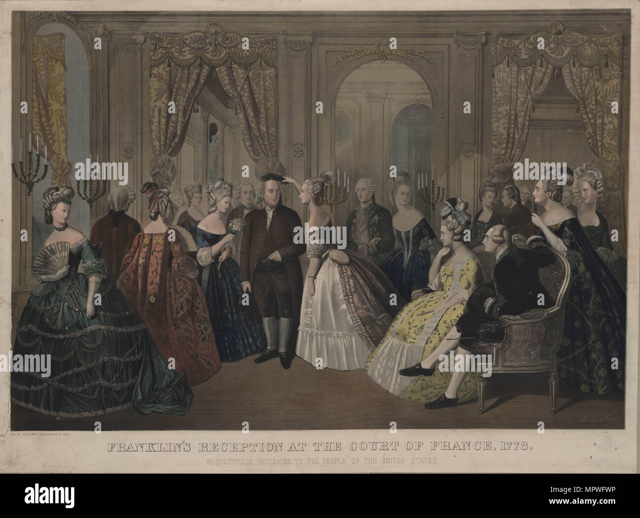 Franklin's Empfang an den Hof von Frankreich 1778, 1850. Stockfoto