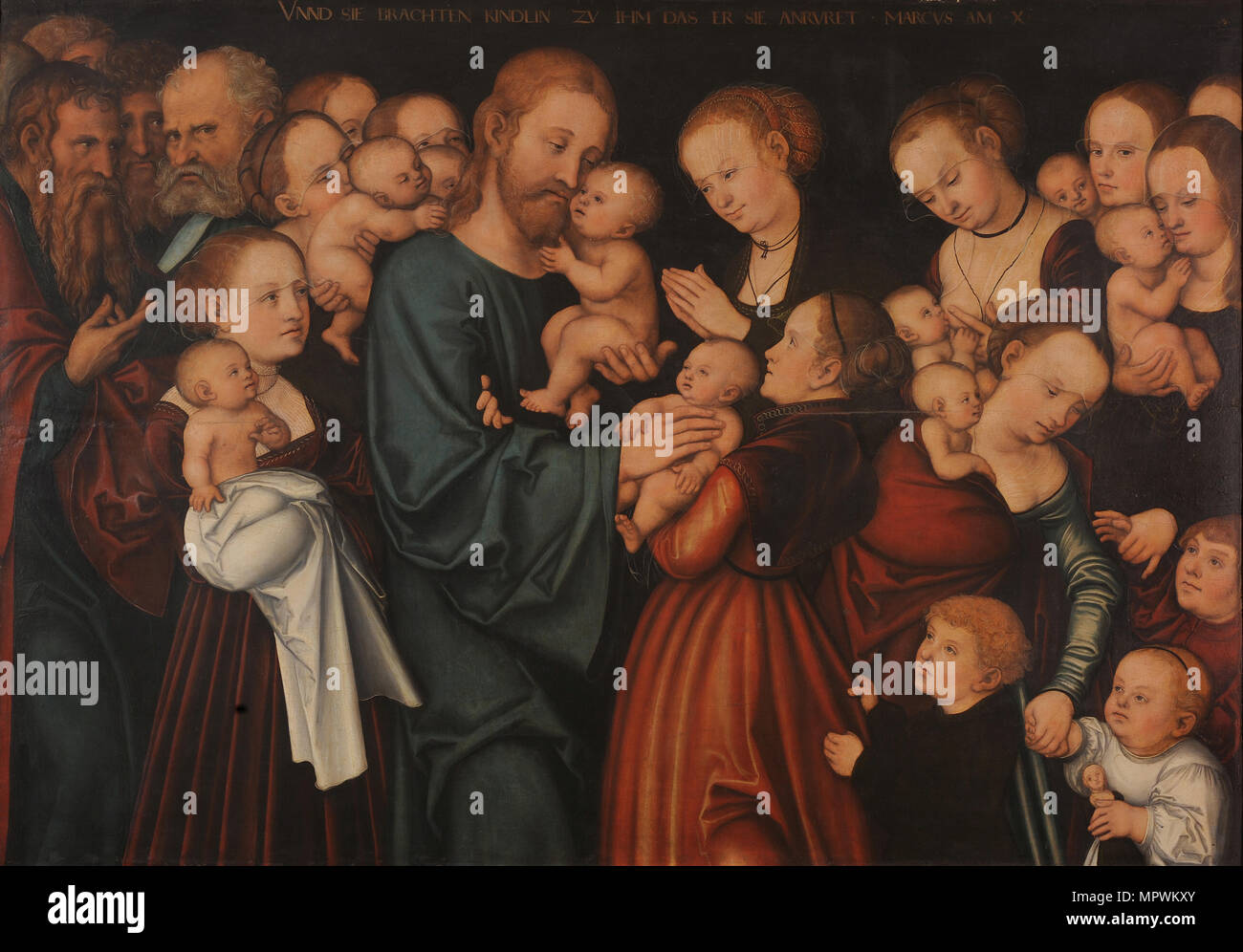 Christus segnet die Kinder (Lasst die Kinder zu mir kommen), nach 1537. Stockfoto