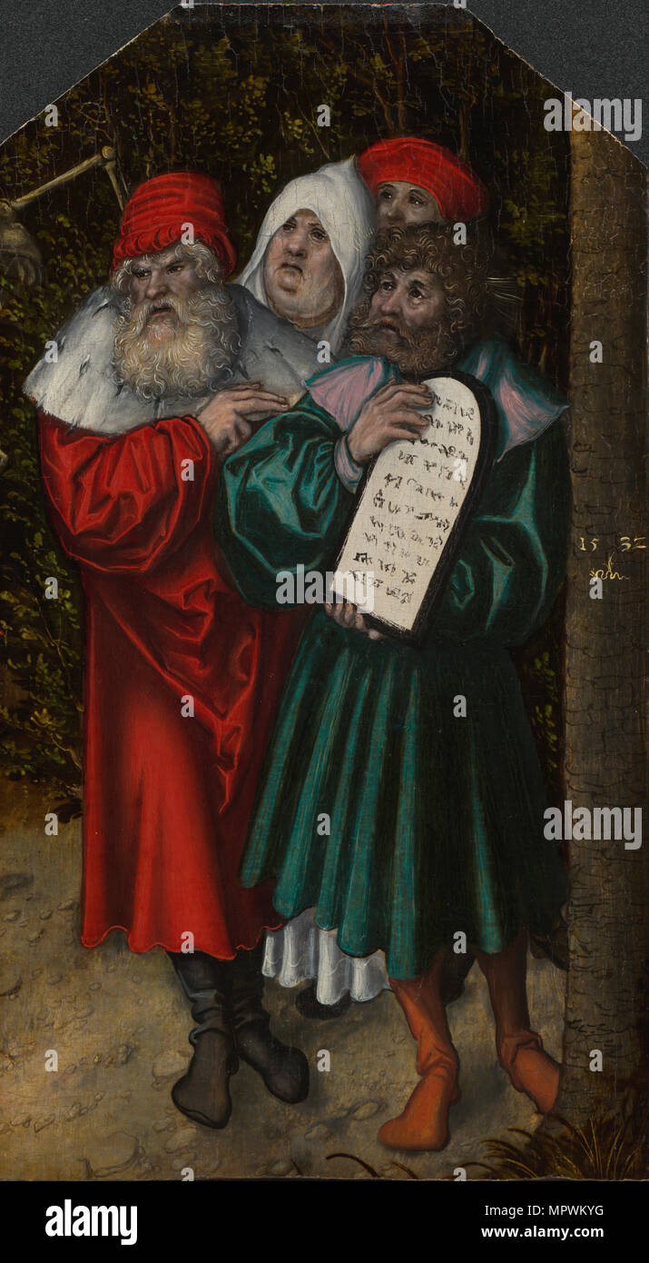 Mose und Aaron mit zwei Propheten, 1532. Stockfoto