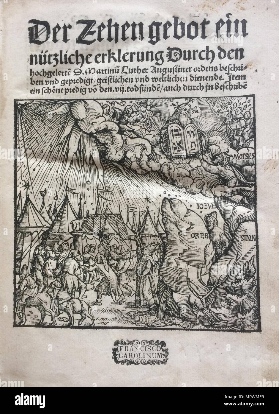 Die Zehn Gebote (Der Zehen gebot ein nützliche erklerung...) von Martin Luther, 1520. Stockfoto