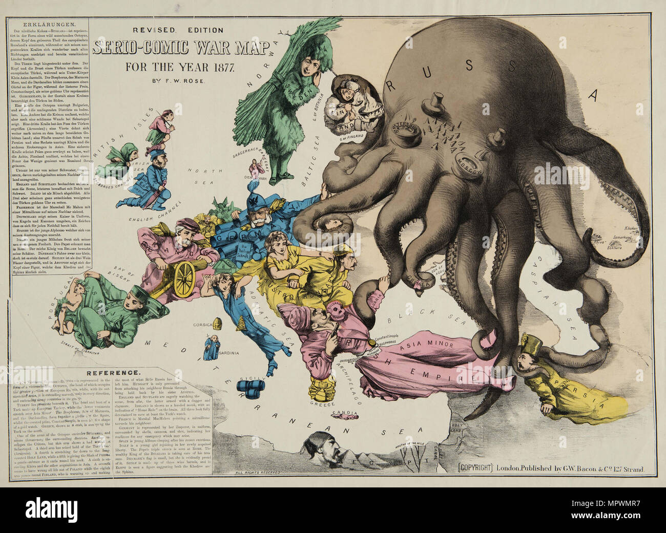 Serio-Comic Krieg Karte für das Jahr 1877, 1877. Stockfoto