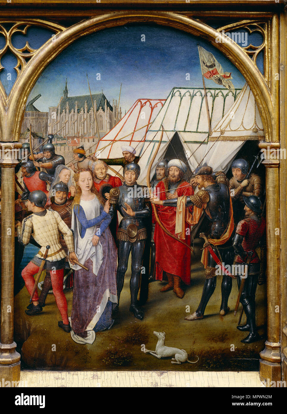 St. Ursula Schrein: Das Martyrium der Heiligen Ursula, 1489. Stockfoto