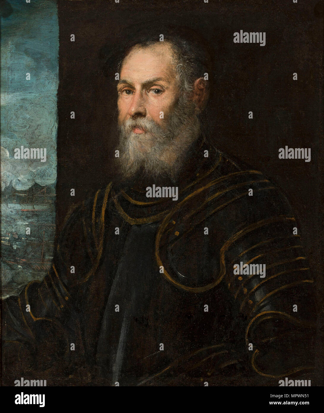 Porträt eines Venezianischen Admiral, der zweiten Hälfte des 16. Cen.. Stockfoto