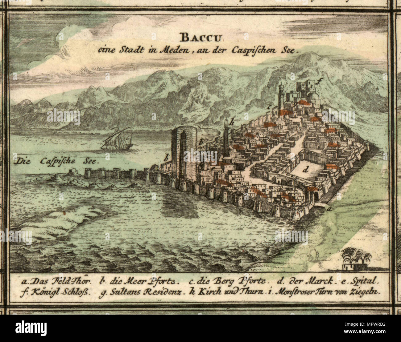 Karte von Baku, 1762. Stockfoto