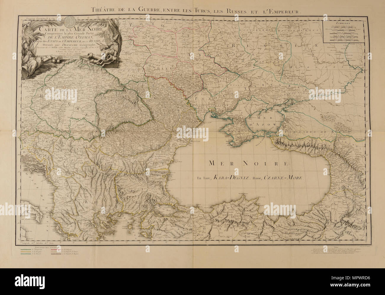 Karte des Schwarzen Meeres, das die Theater der russisch-türkische Krieg, 1787, 1788 begonnen. Stockfoto