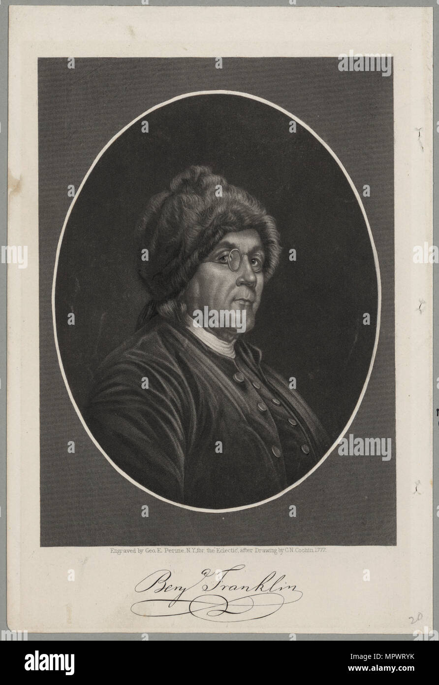 Portrait von Benjamin Franklin, 1870. Stockfoto