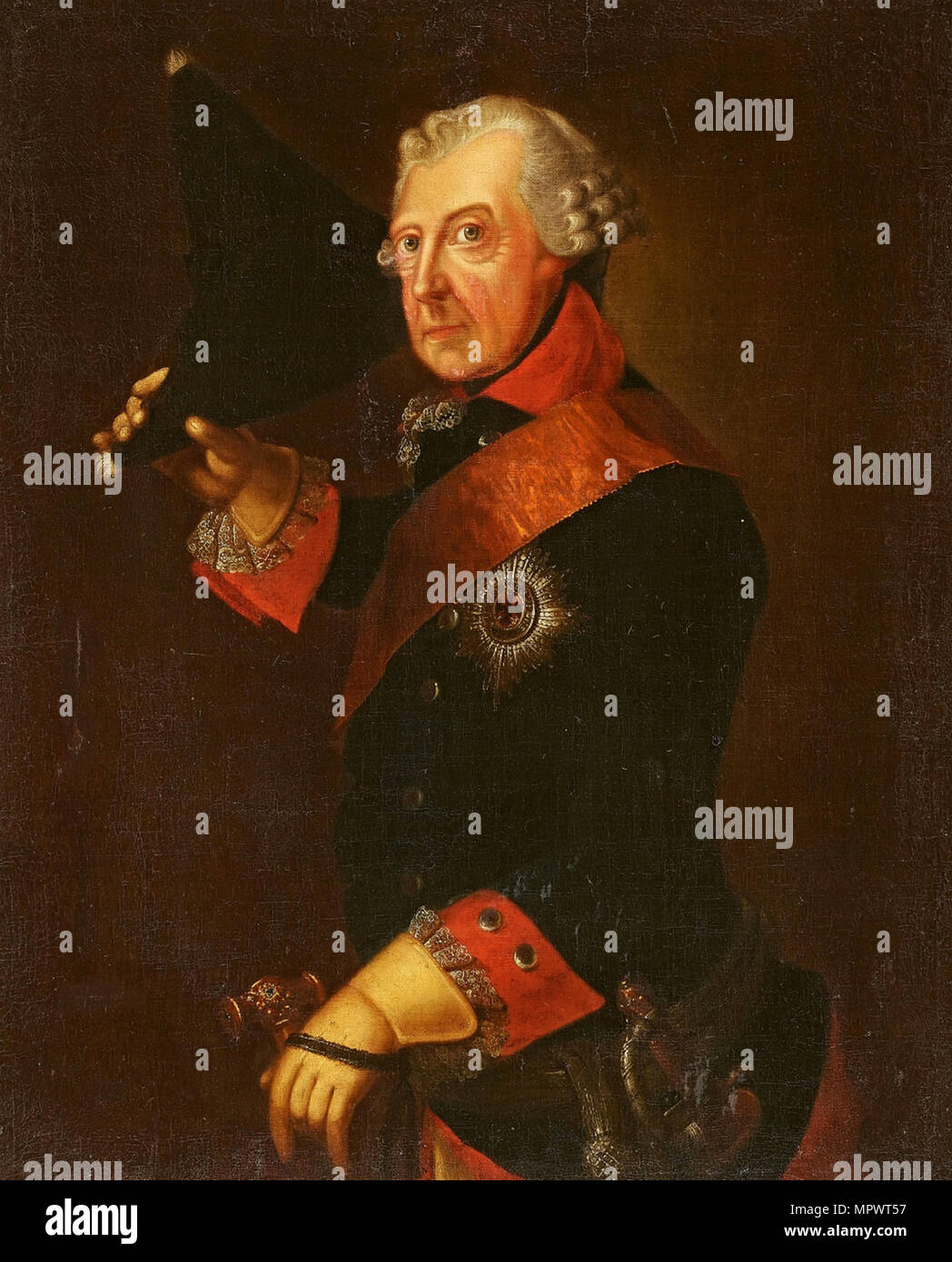 Porträt von Friedrich II. von Preußen (1712-1786). Stockfoto
