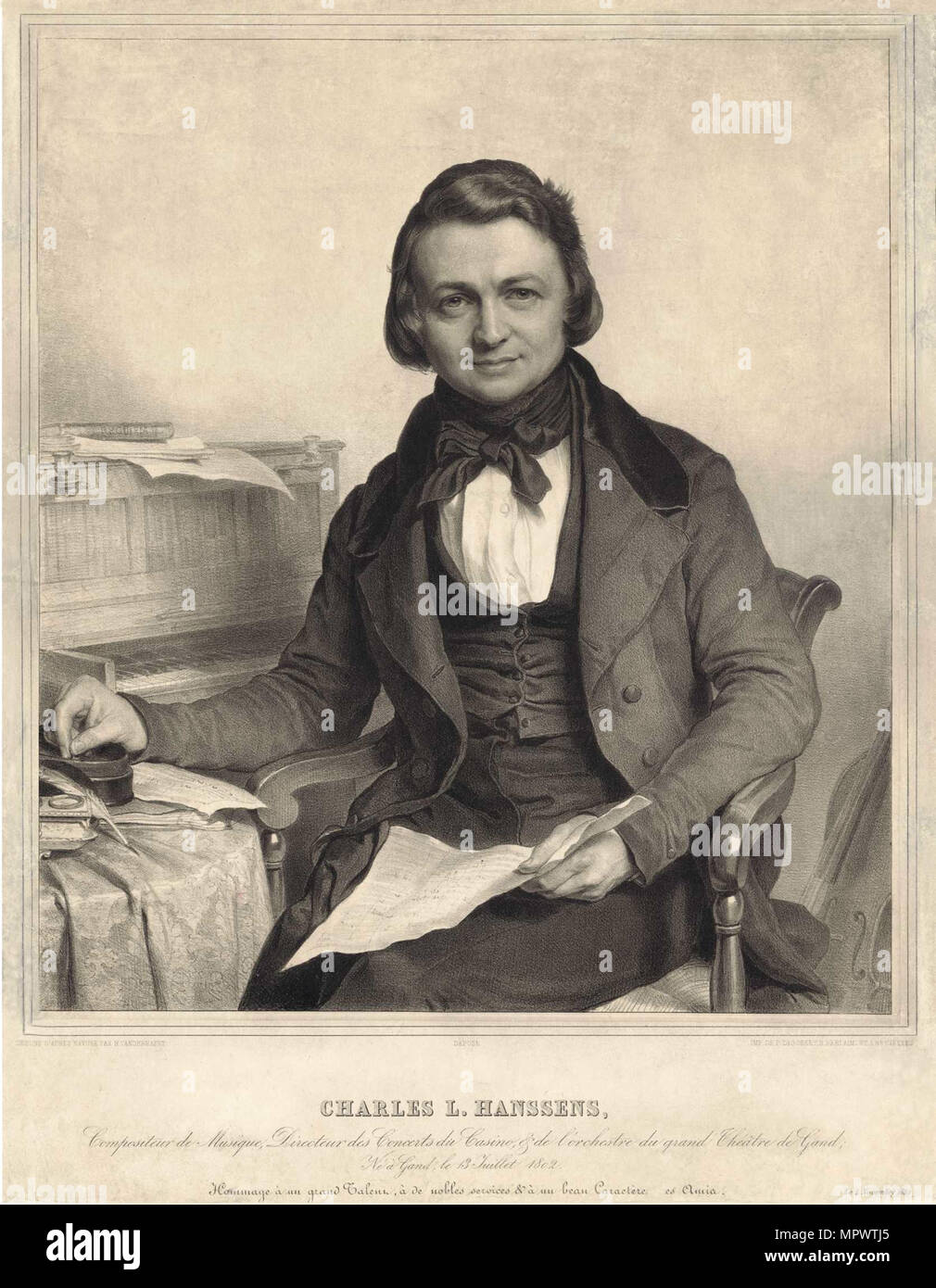 Portrait des Komponisten Charles-Louis Hanssens (1802-1871), 1840. Stockfoto