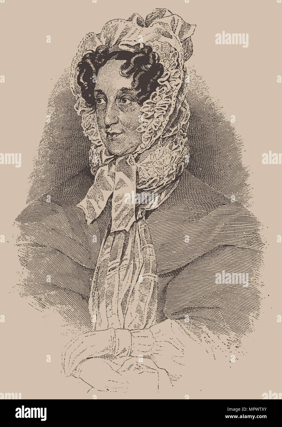 Porträt des Schriftstellers Caroline Pichler (1769-1843). Stockfoto