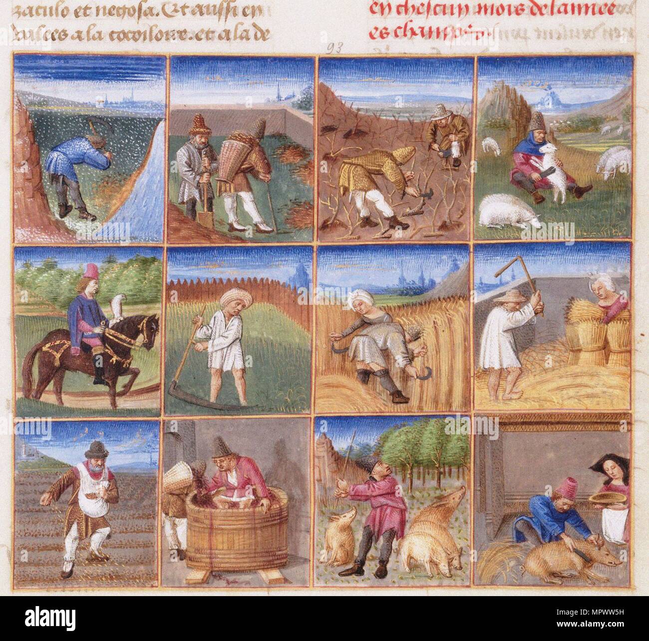 Ruralia commoda. Landwirtschaftlichen Kalender nach einem Manuskript von Pietro de' Crescenzi, ca 1470-1475. Stockfoto