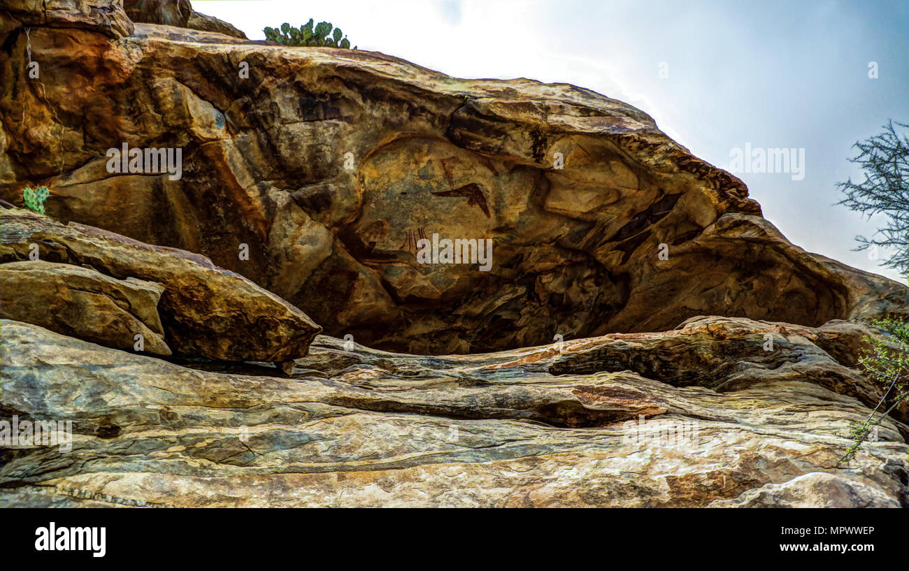 Felsmalereien und petroglyphen Laas Geel in der Nähe von Hargeisa, Somalia Stockfoto