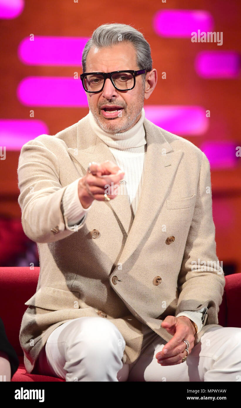 Jeff Goldblum während der Schmierfilmbildung der Graham Norton Show auf BBC Television Centre, Studioworks 6 Wood Lane, London, auf BBC One am Freitag Abend gelüftet zu werden. Stockfoto