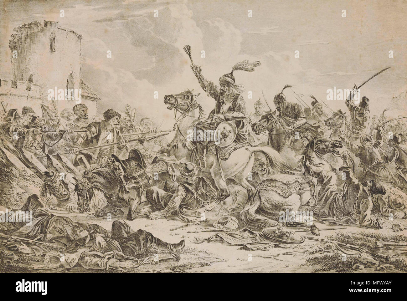 Schlacht zwischen den Georgier und Bergstämme, 1826. Stockfoto