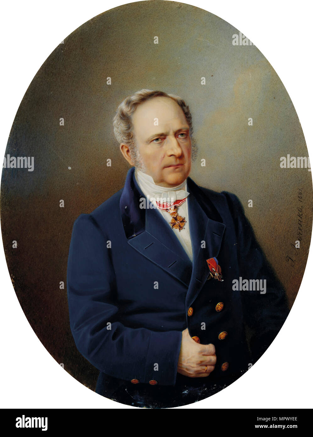 Porträt des Malers Yegor (Gregor) Bottman (18.-1891), im zweiten Quartal des 19. Cen. Stockfoto