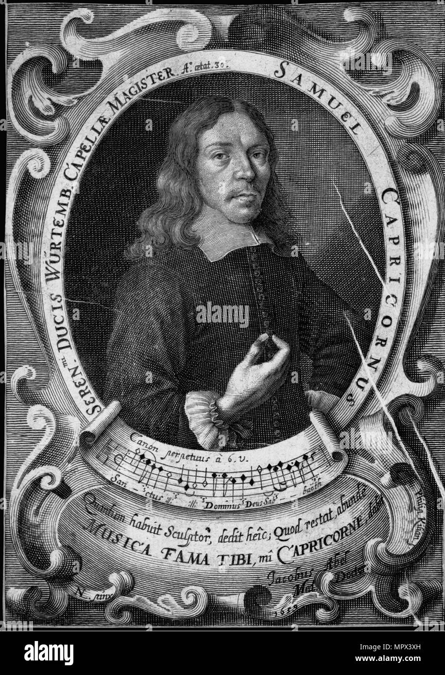 Portrait des Komponisten Samuel Capricornus (1628-1665). Stockfoto