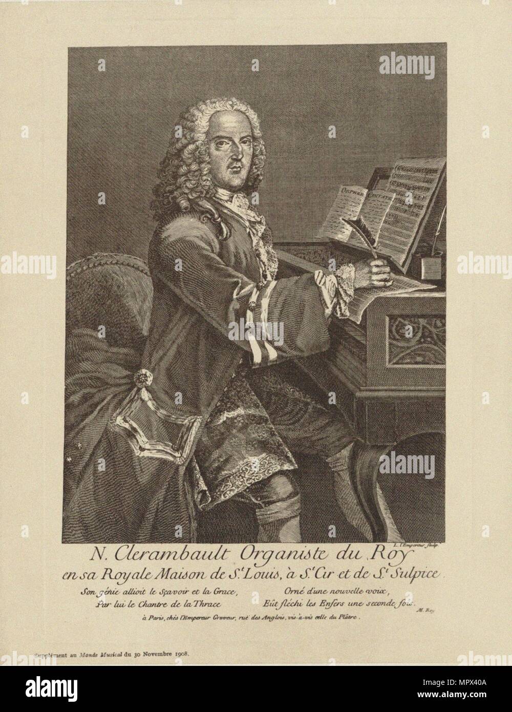 Portrait des Komponisten Louis-Nicolas Clérambault (1676-1749), C. 1750. Stockfoto