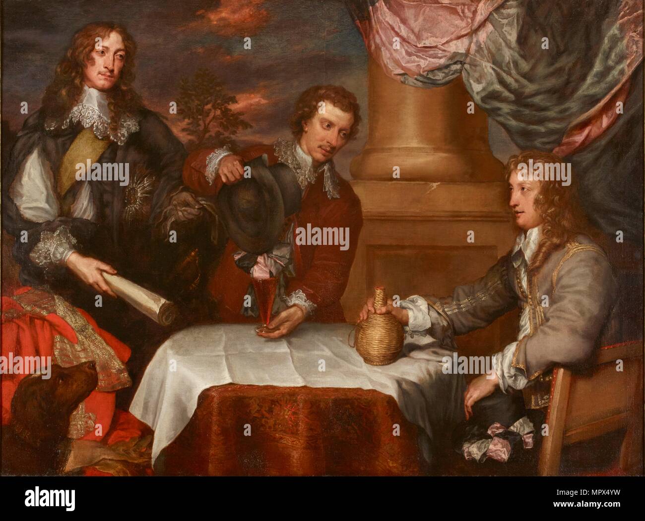 Portrait von Prince Rupert, Oberst William Legge und Colonel John Russell, 1645-1646. Künstler: William Dobson. Stockfoto