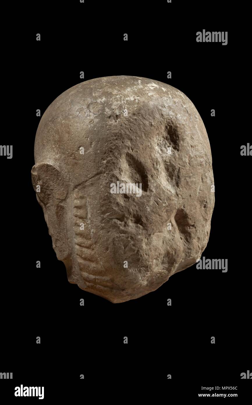 Kopf der Statue des Gottes Min, Naqada II, c 3700 v. Chr.-3200 v. Chr.. Artist: Unbekannt. Stockfoto