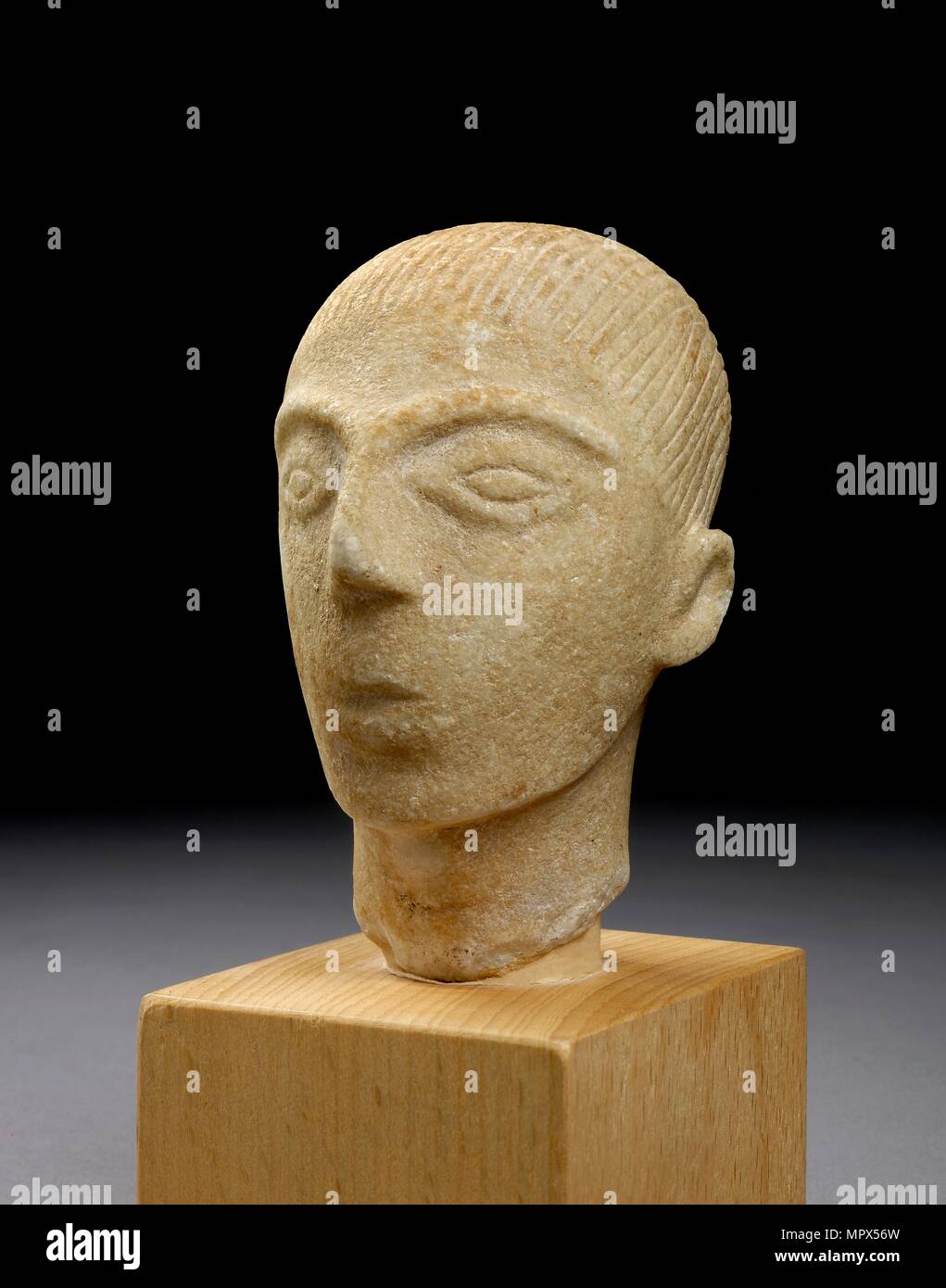 Kopf einer Figur der Kykladen, EG II-III (wenn Original), 2700-2300 BC. Artist: Unbekannt. Stockfoto