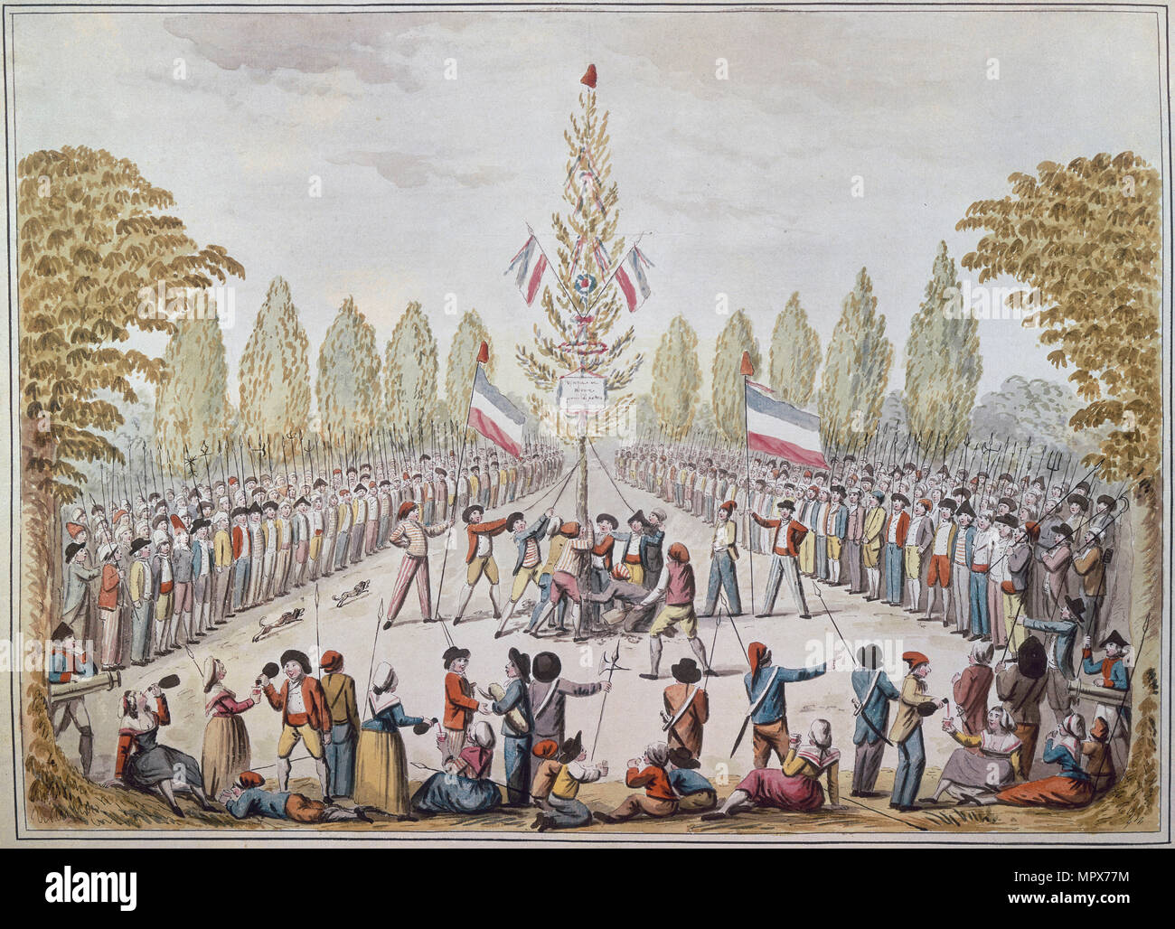 Die Pflanzung von einer Freiheit Pol, 1792. Stockfoto