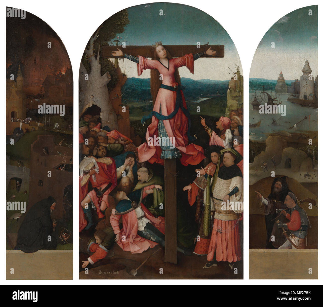 Triptychon des Martyriums des hl. Liberata, C. 1500. Stockfoto