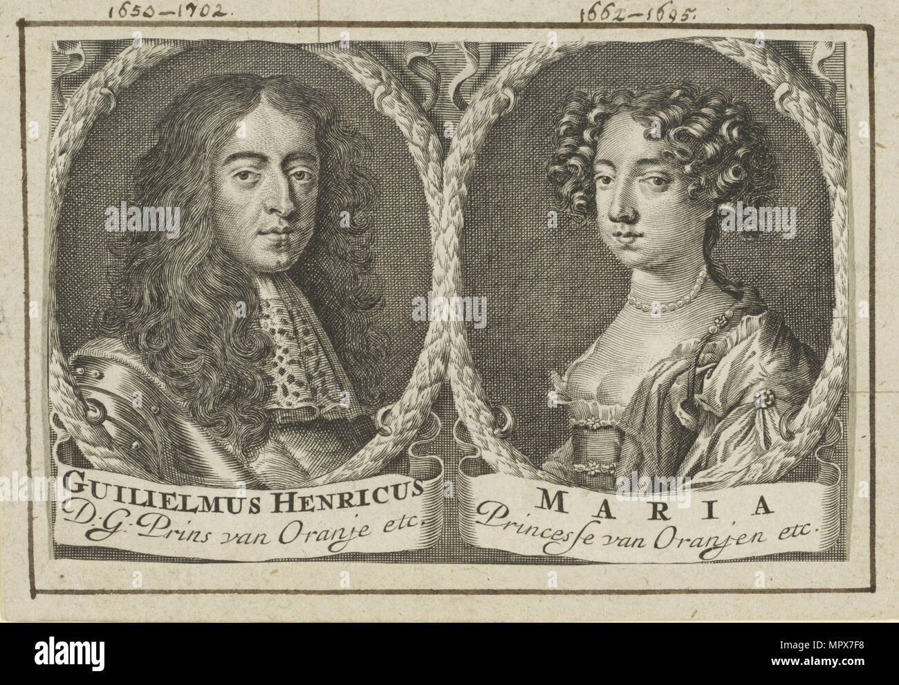 Hochzeit Portrait von Willem III. und Maria II Stuart, 1688