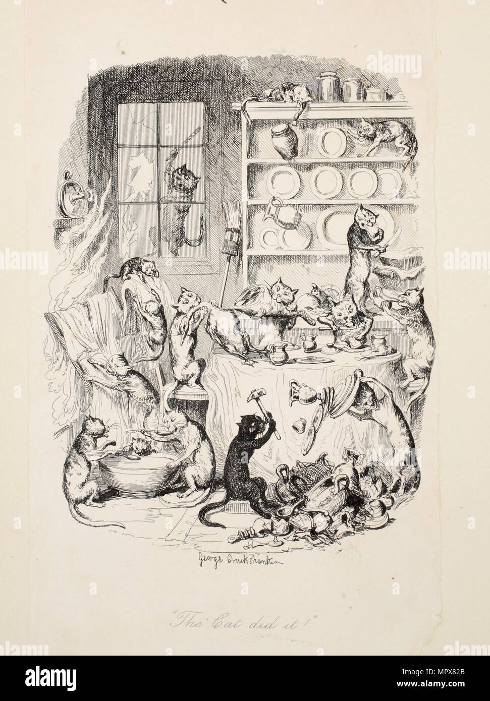 Die Katze hat es, von der die größte Plage des Lebens, Pub. 1847 (Gravur) Stockfoto