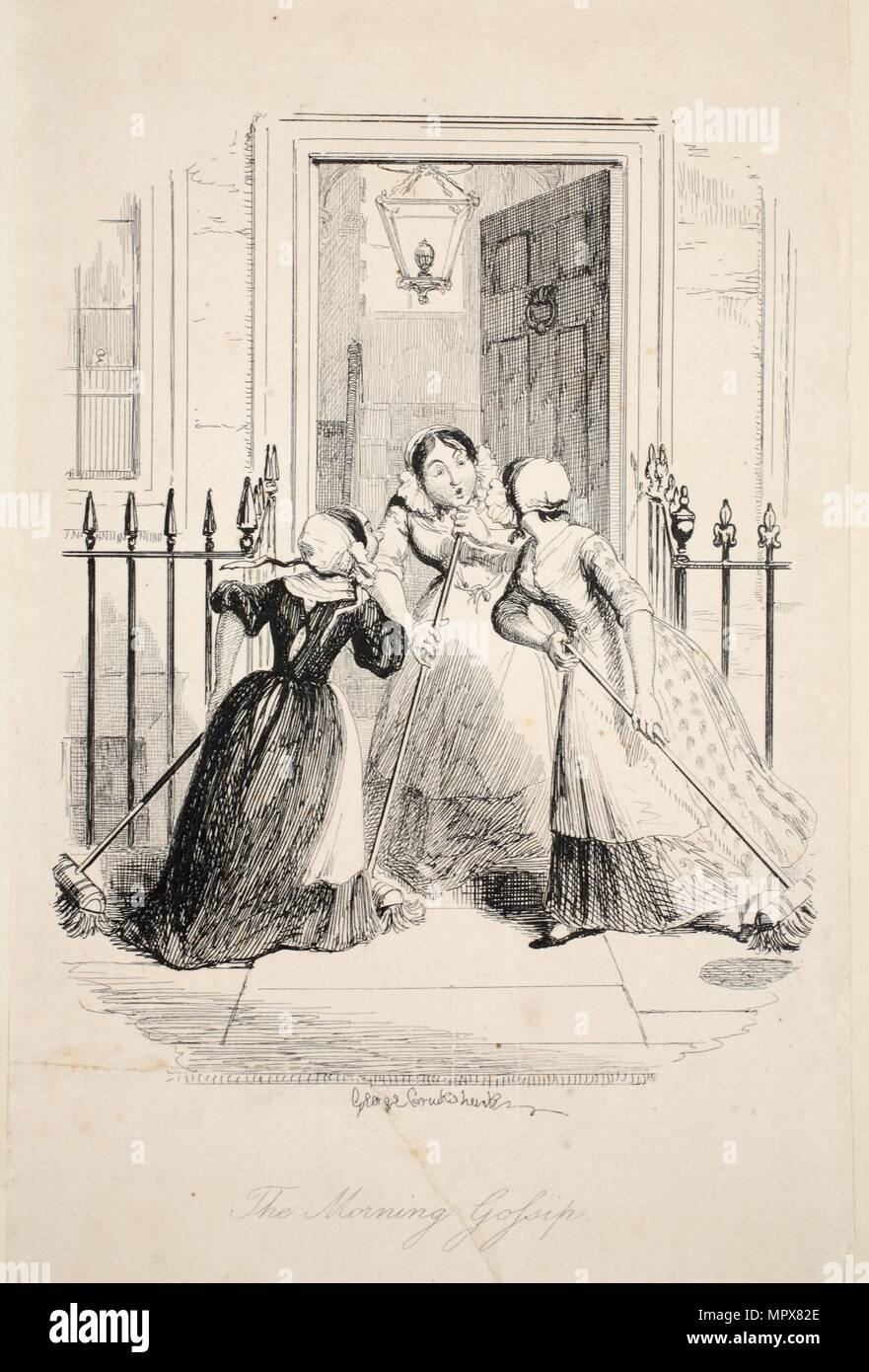 Am Morgen Klatsch, von der größten Plage des Lebens, Pub. 1847 (Gravur) Stockfoto