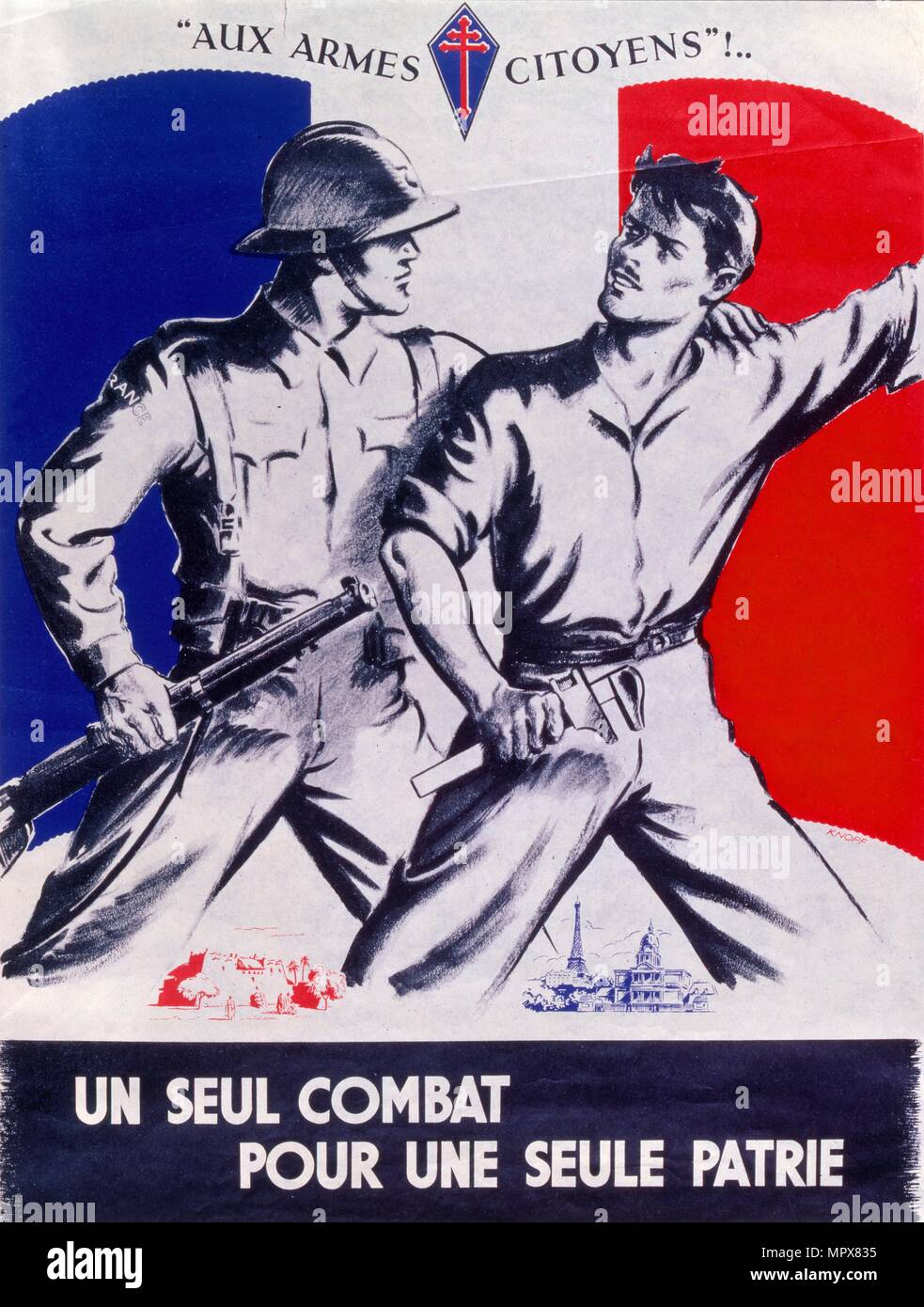 Poster Un Seul bekämpfen pour une Seule Patrie Pub. 1944 (farblithographie) Stockfoto