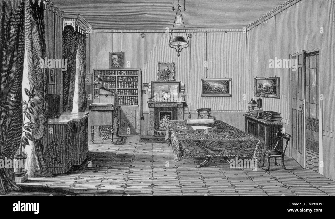 Faradays Studium an der Royal Institution, aus dem Leben und Briefe von Faraday, Pub. 1870 (lithograp Stockfoto