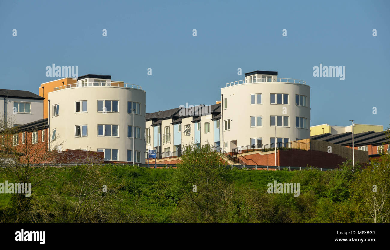 Neue Häuser in Penarth Höhen. Das Gehäuse Entwicklung ersetzt der berüchtigten "Billy Banken, eine heruntergekommene Sozialwohnungen Immobilien Stockfoto