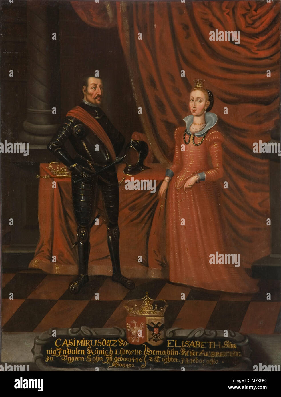Casimir IV Jagiellonen- (1427-1492), König von Polen und Elisabeth von Österreich (1437-1505), Königin von Pola Stockfoto