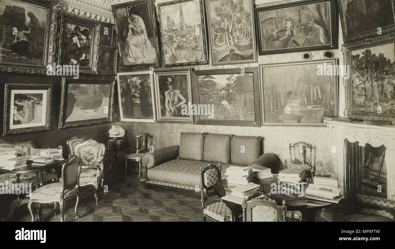 Das Musikzimmer im Haus des Shchukin mit Werken von Degas, Maurice Denis und Henri Rousseau, 1913-1 Stockfoto
