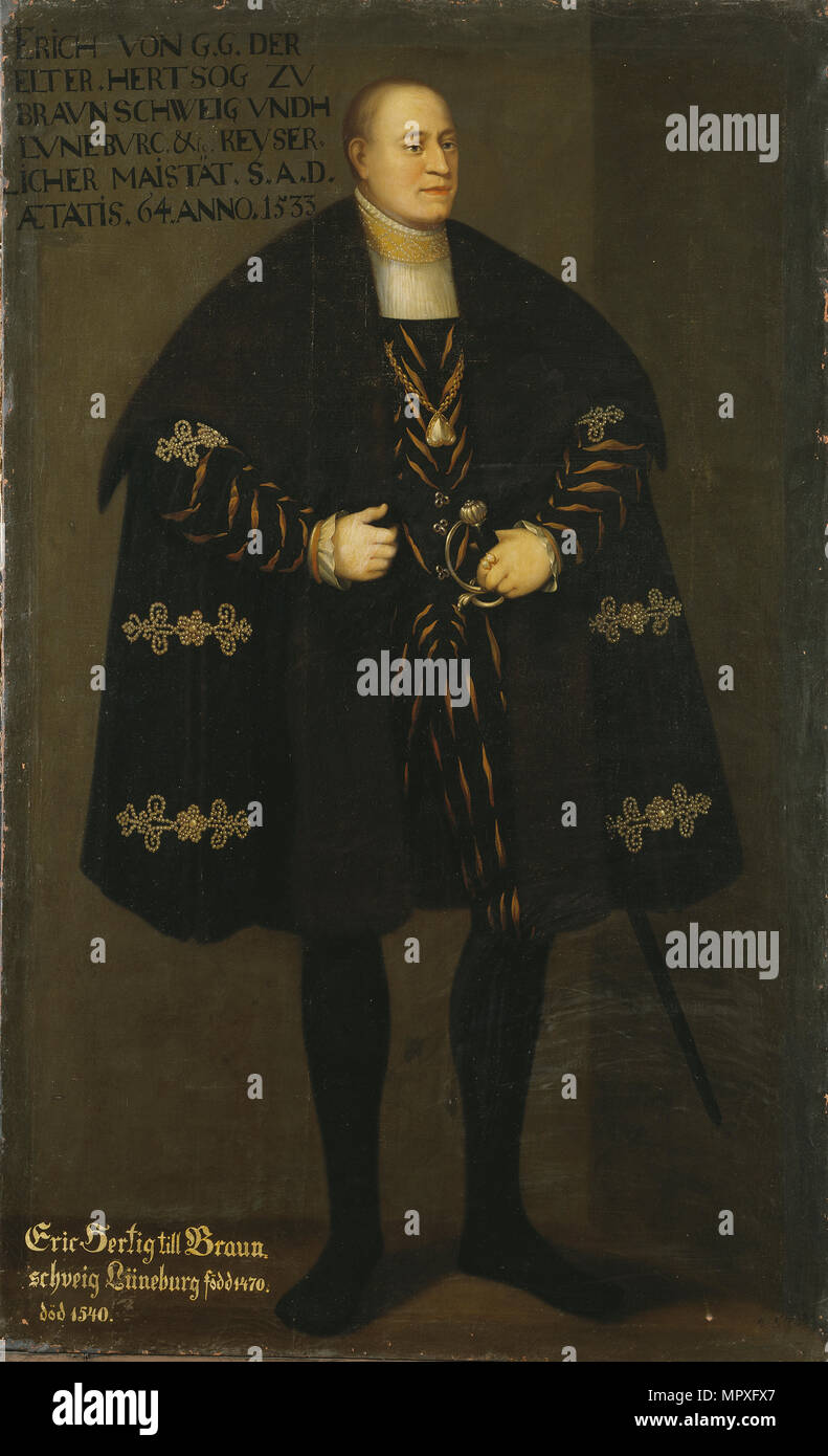 Porträt von Herzog Erich I. von Braunschweig-Lüneburg (1470-1540), Prinz von Calenberg-Göttingen, 1667. Stockfoto