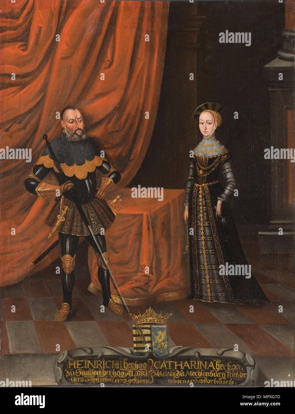 Herzog Heinrich der Fromme (1473-1541) und Herzogin Katharina von Mecklenburg (1487-1561). Stockfoto