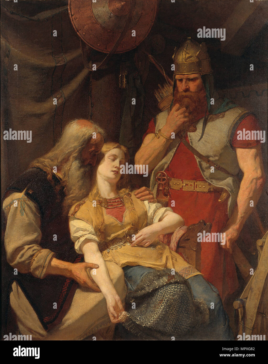 Ingeborg Örvar-Oddr informiert über Hjalmar's Tod, 1859. Stockfoto