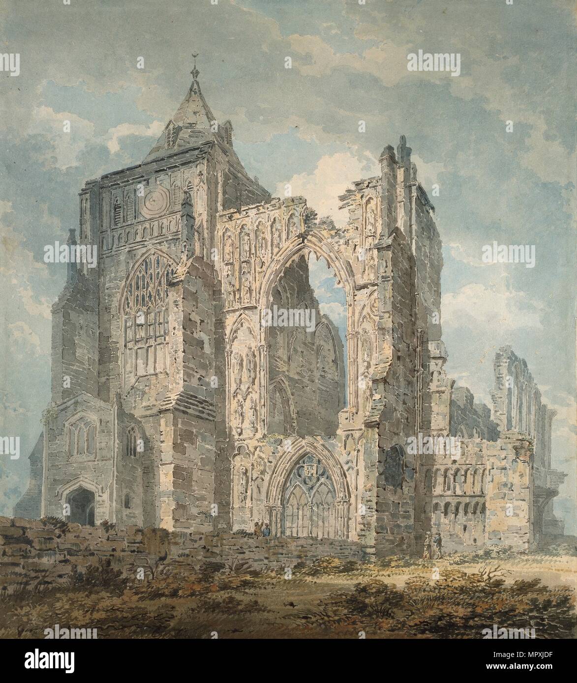 Crowland Abtei, Lincolnshire, c 1793. Artist: Thomas Girtin. Stockfoto