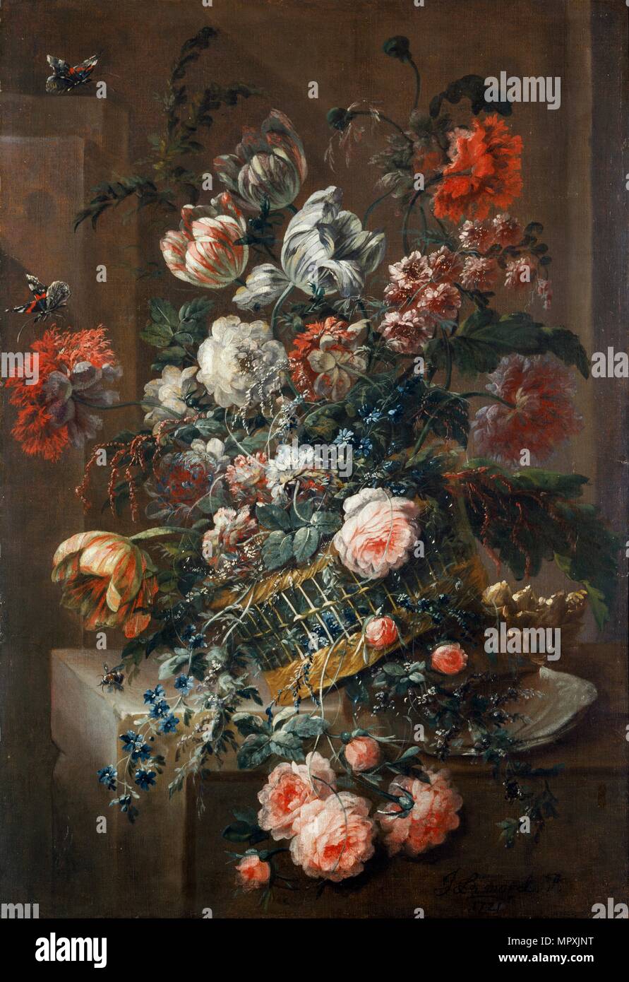 "Flower" Stück mit bunten Tulpen", 1721. Künstler: Jean-Baptiste Morel. Stockfoto