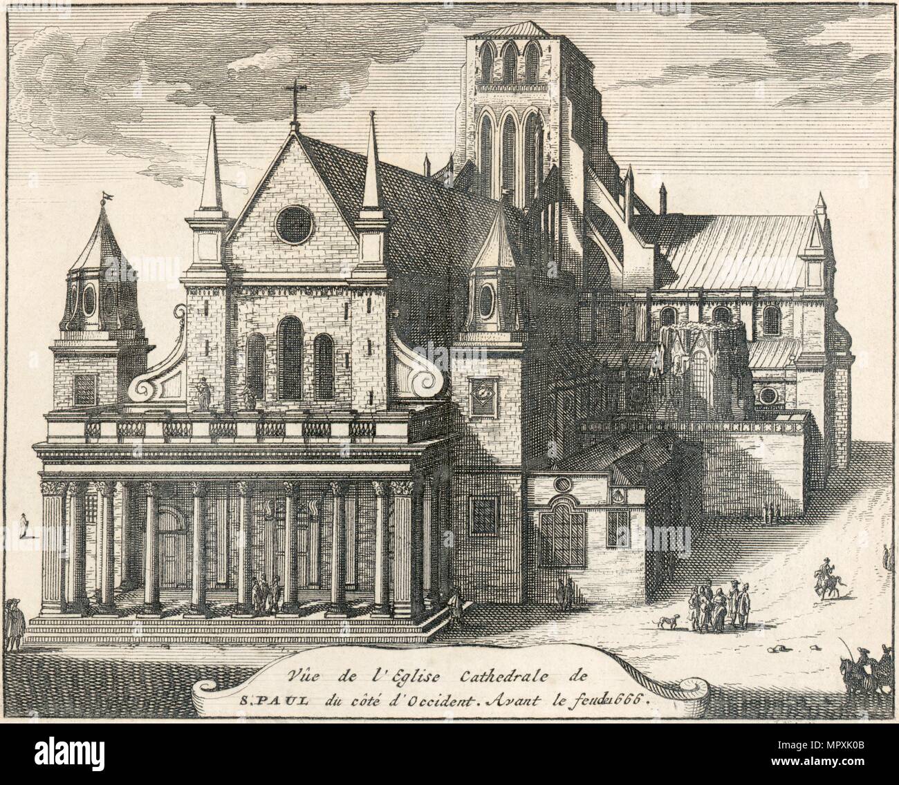 Old St Paul's Cathedral, City of London, 17. Jahrhundert (1707). Artist: Unbekannt. Stockfoto