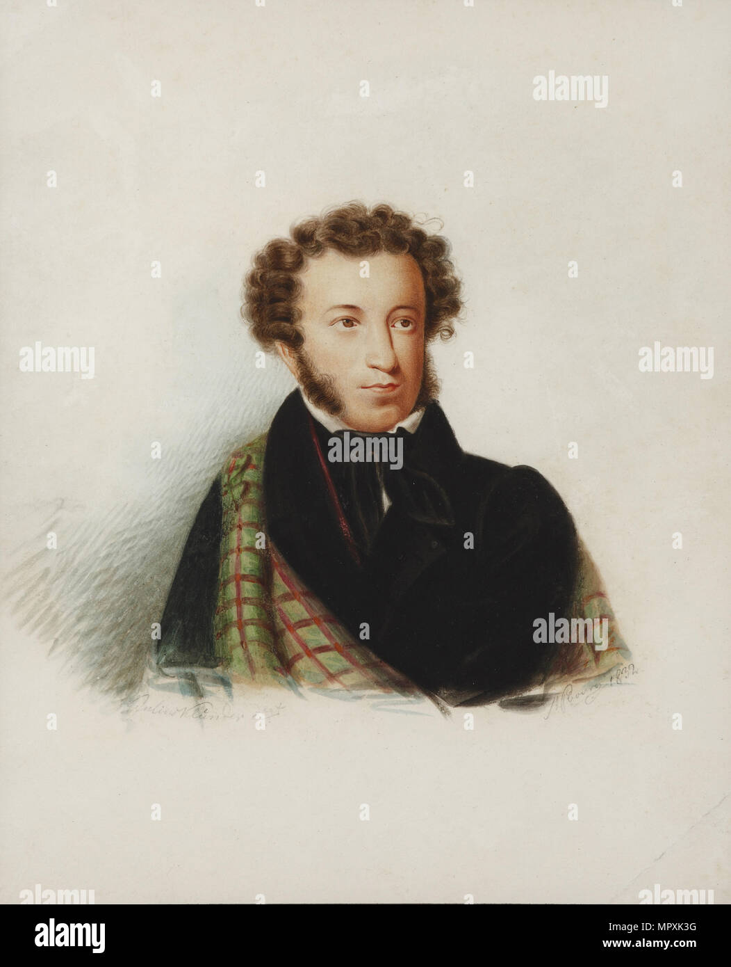 Porträt des Dichters Alexander Sergejewitsch Puschkin (1799-1837), 1832. Stockfoto