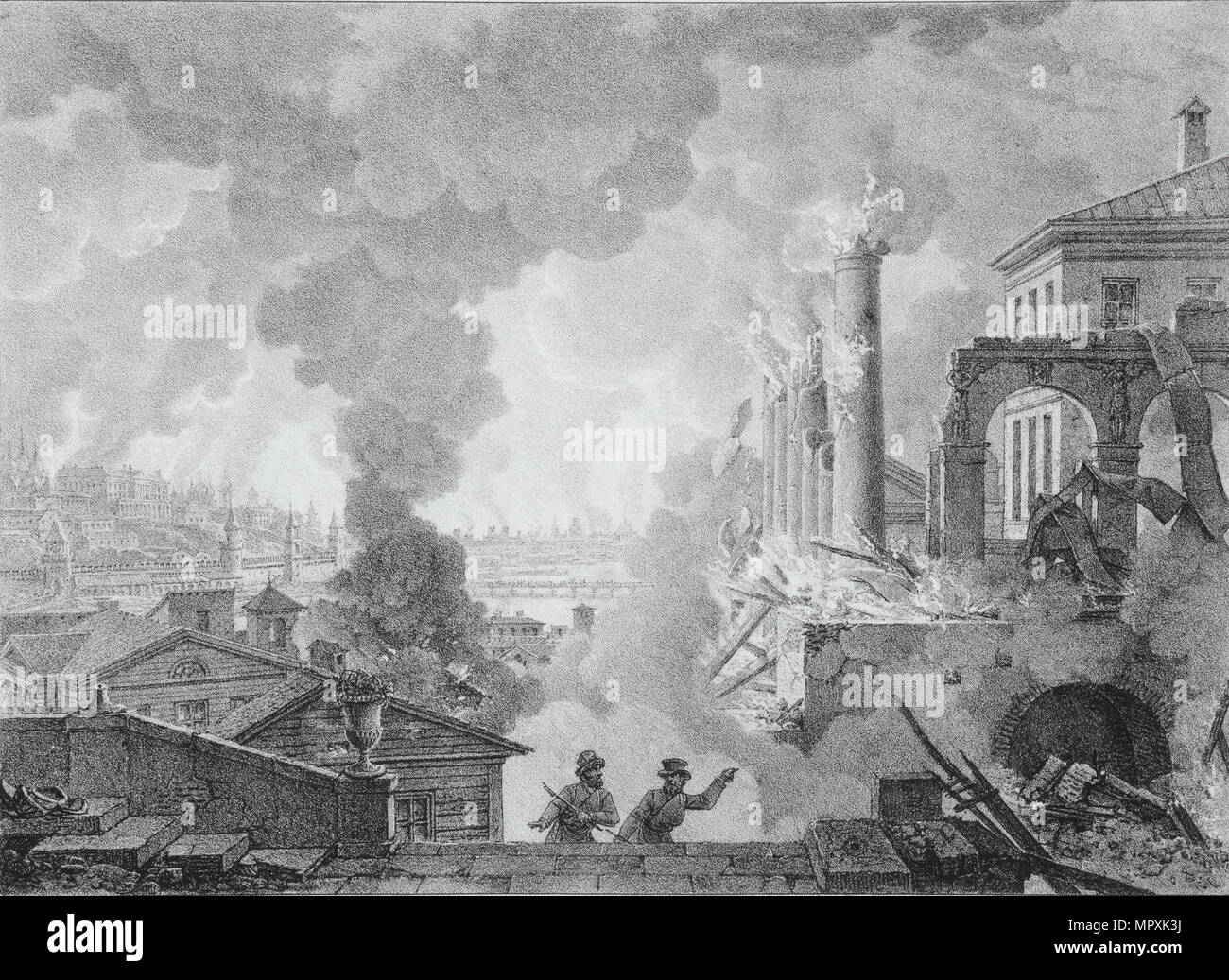 Brand von Moskau im September 1812 (die Franzosen in Moskau), 1824. Stockfoto