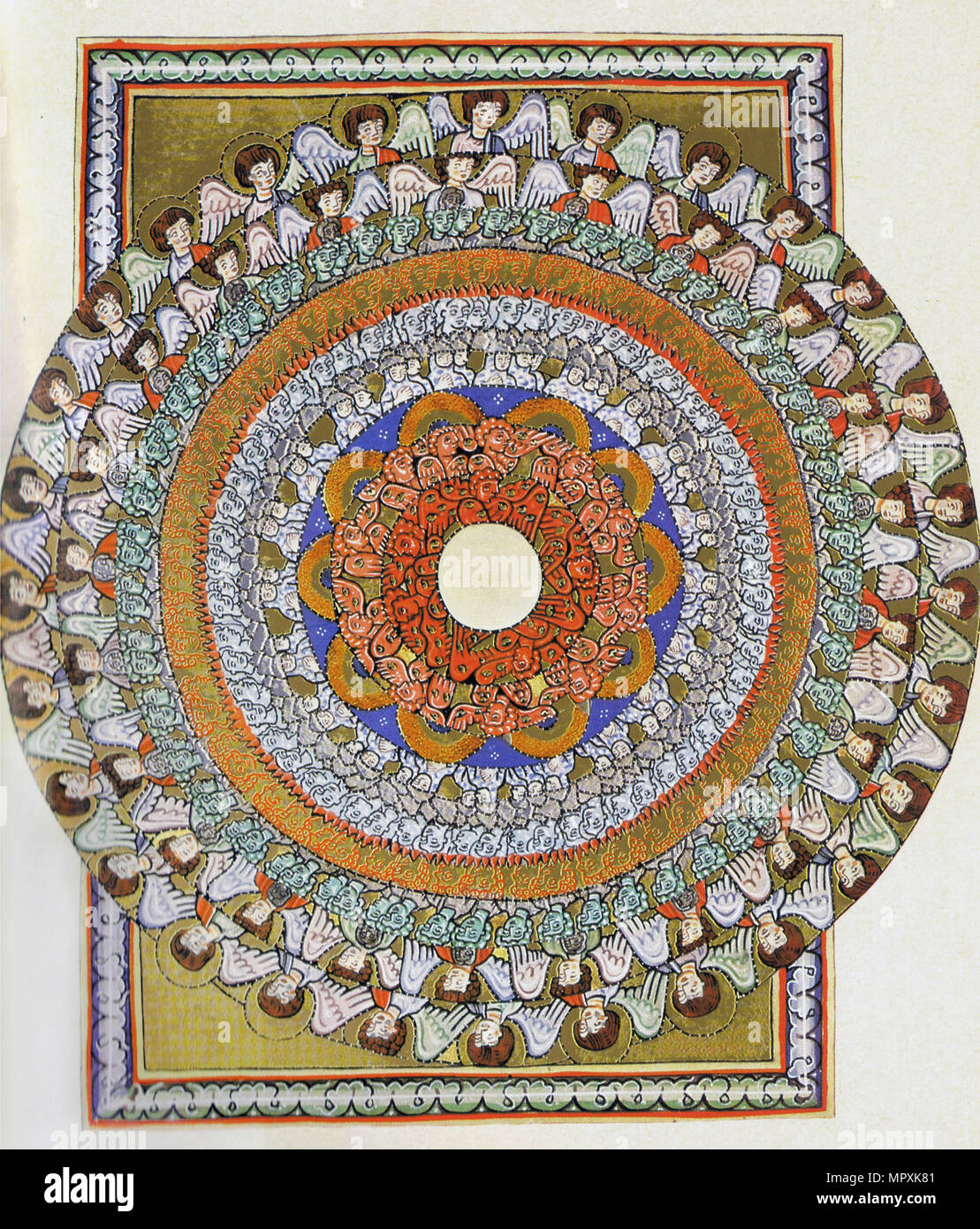 Der Chor der Engel. Miniatur aus Liber Scivias von Hildegard von Bingen, C. 1175. Stockfoto