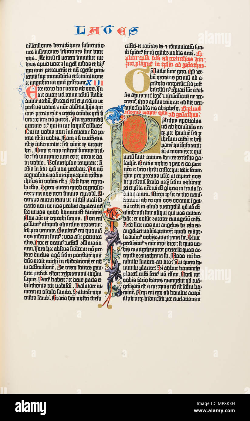 Die Gutenberg-bibel, 1454. Stockfoto