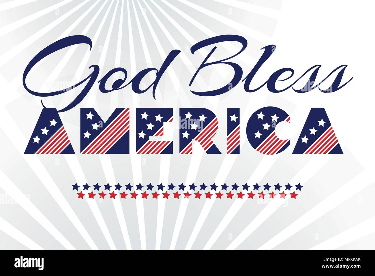 Slogan vector Drucken für Feier Design 4. Juli im Vintage Style auf weißem Hintergrund mit Text Gott segne Amerika. Stock Vektor