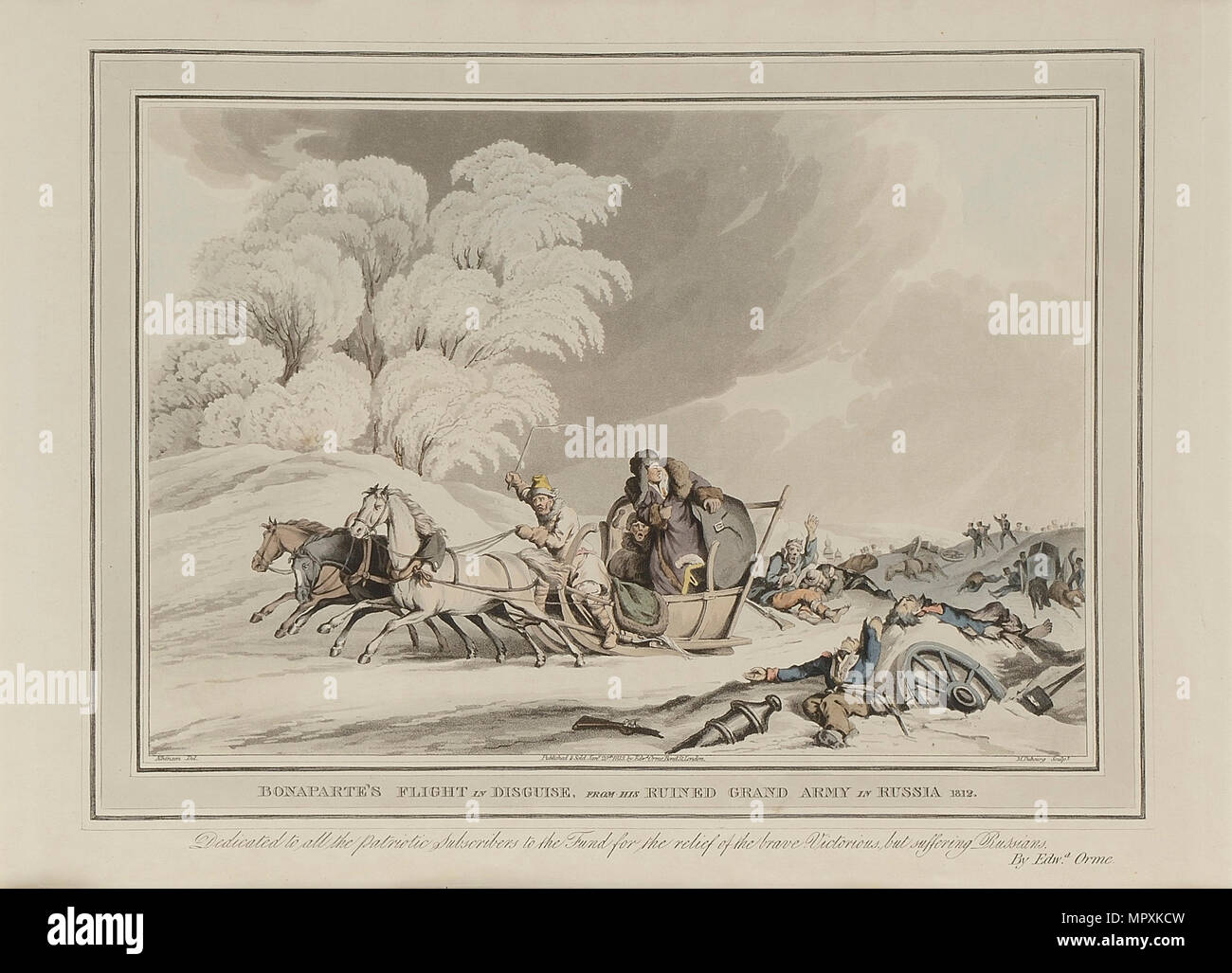 Napoleon Rückzüge aus Moskau. Kosaken angreifenden Soldaten. Stockfoto