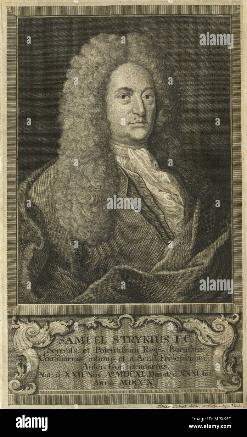 Porträt von Samuel Stryk (1640-1710). Stockfoto
