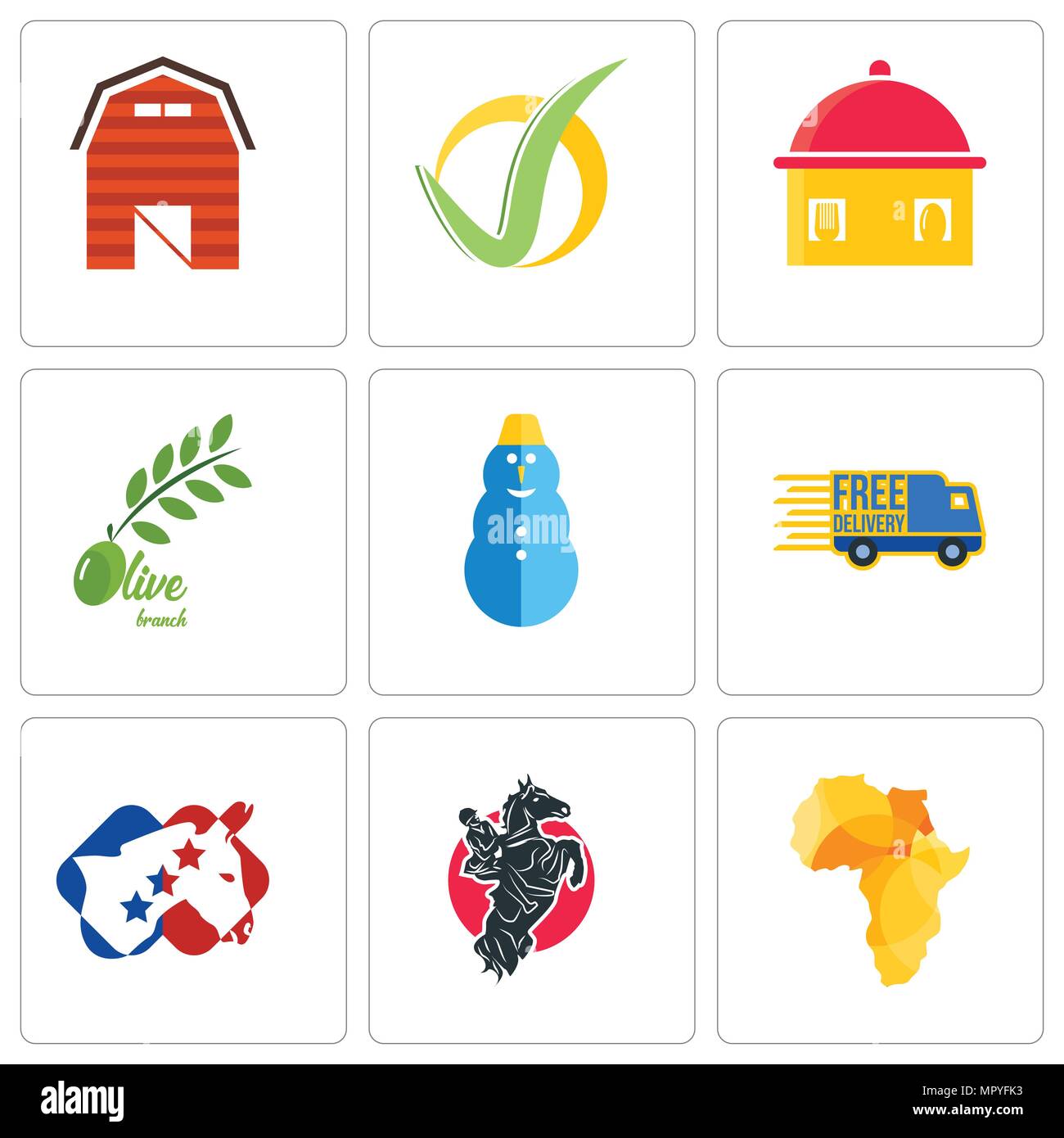 Satz Von 9 Einfache Editierbare Ikonen Wie Afrika Karte Pferdesport Demokrat Kostenlose Lieferung Schneemann Olive Branch Hausgemachte Speisen Haken Scheune Werden Kann Stock Vektorgrafik Alamy