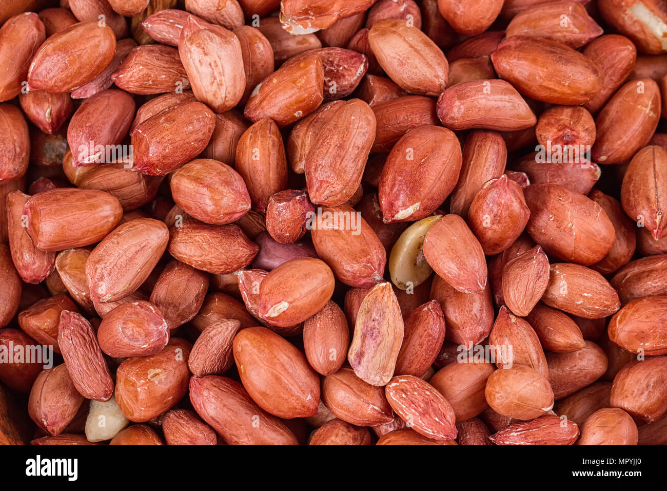 Peanuts. Nahaufnahme von gebratenen, geschält und gesalzene Erdnüsse. Stockfoto