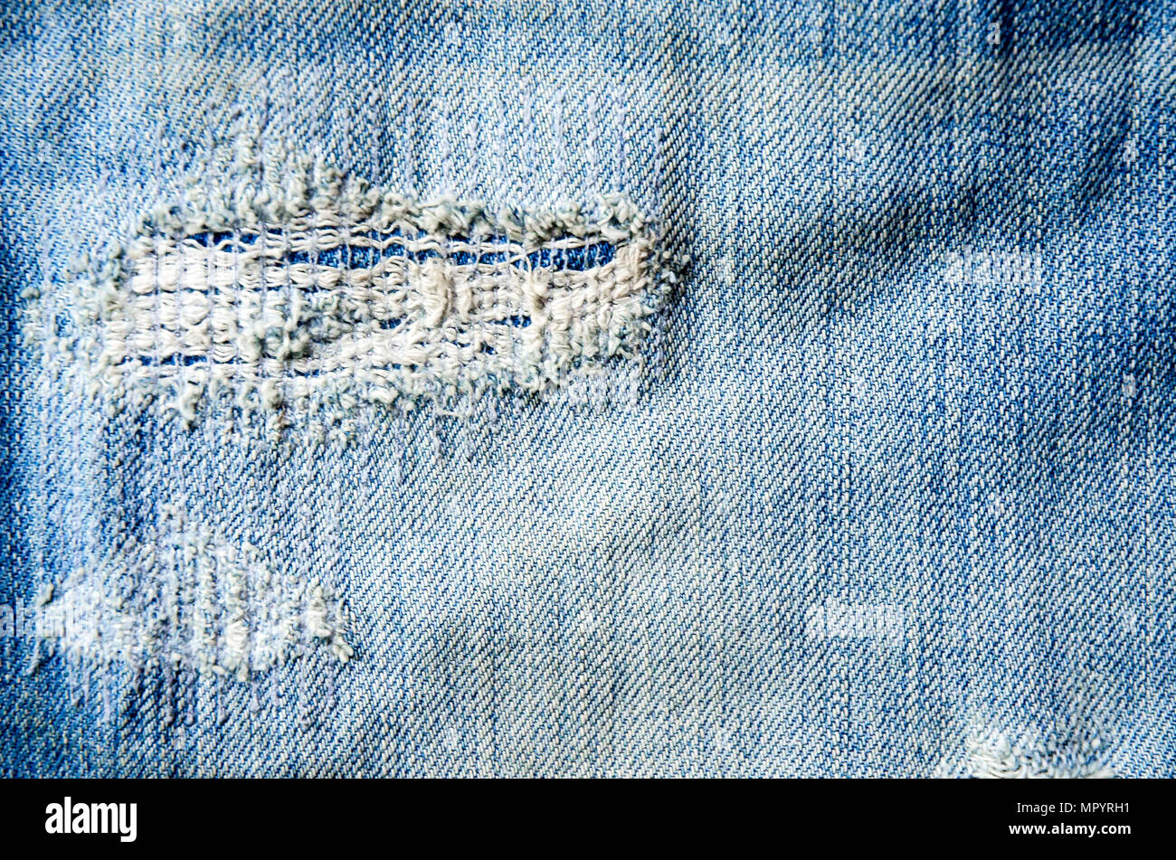 Blue Jeans Mangel und Hintergrund, jeans, jeans Muster Textur Textur Hintergrund Stockfoto