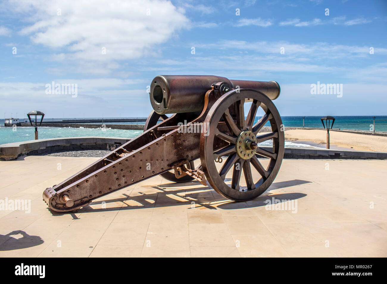 Defensive alte Kanone auf ein spanisches fort Stockfoto